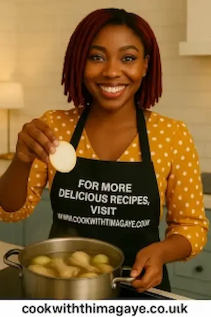 Woman squeezing fresh lemon juice into soup pot.