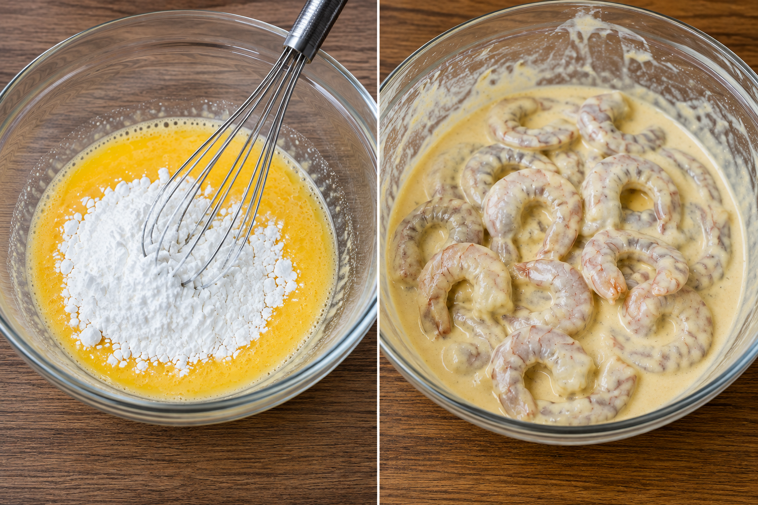 Egg and cornflour mixture for crispy prawns